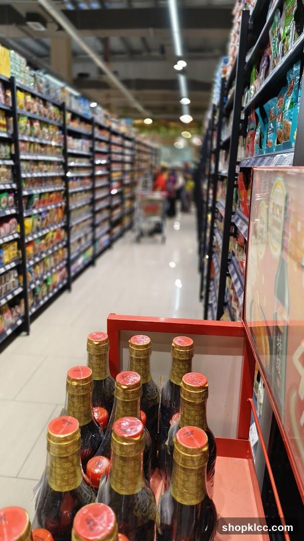 Bottles of Sauce in a Supermarket Aisle
