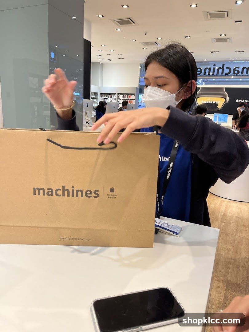 Employee with shopping bag