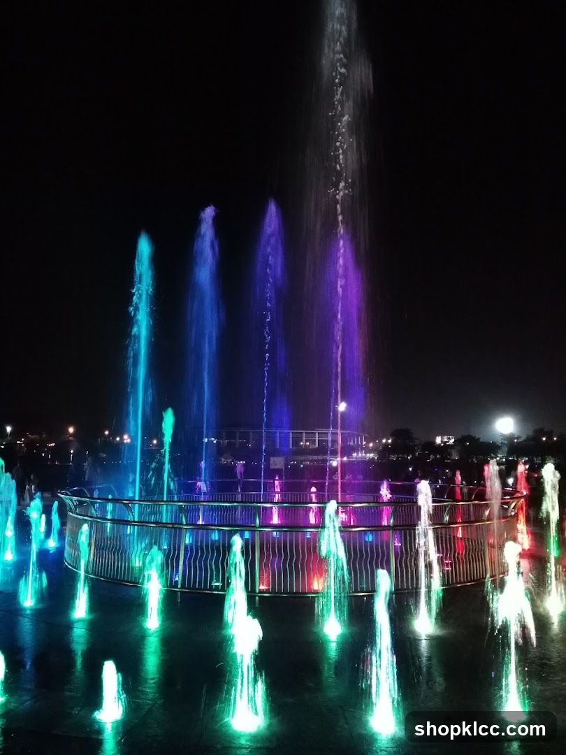 Colorful Fountain Display at Night