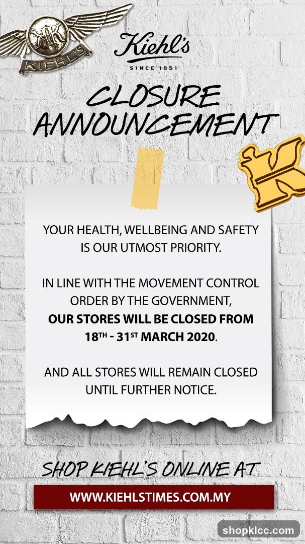 Kiehl's Closure Announcement