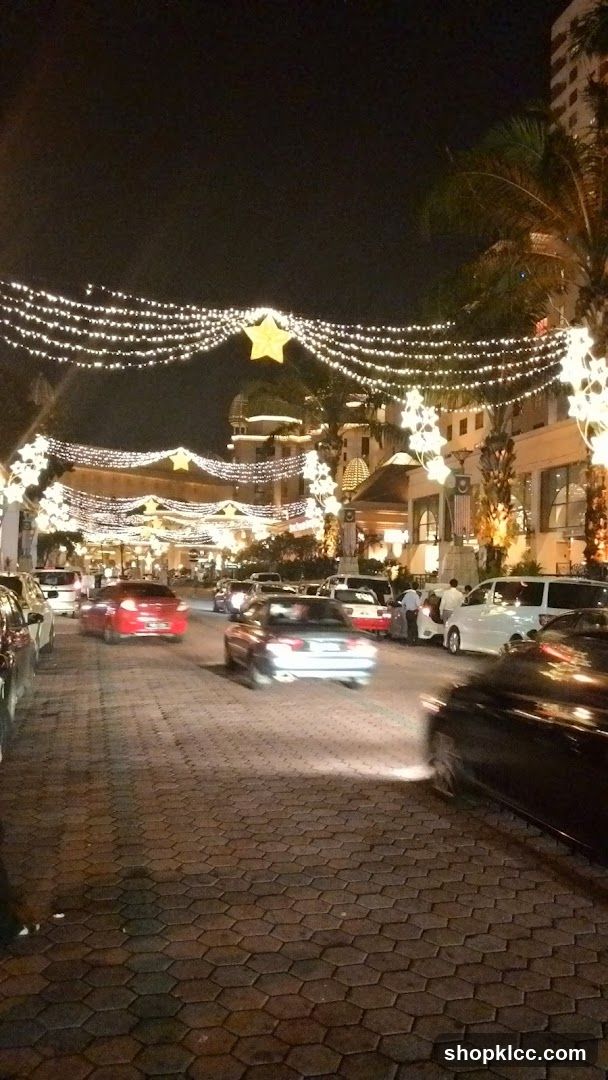 Street decorated with lights and stars