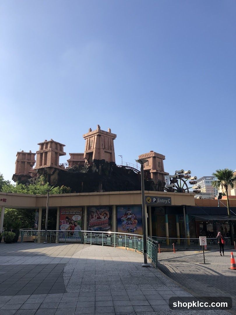 Theme Park Entrance with Themed Structures