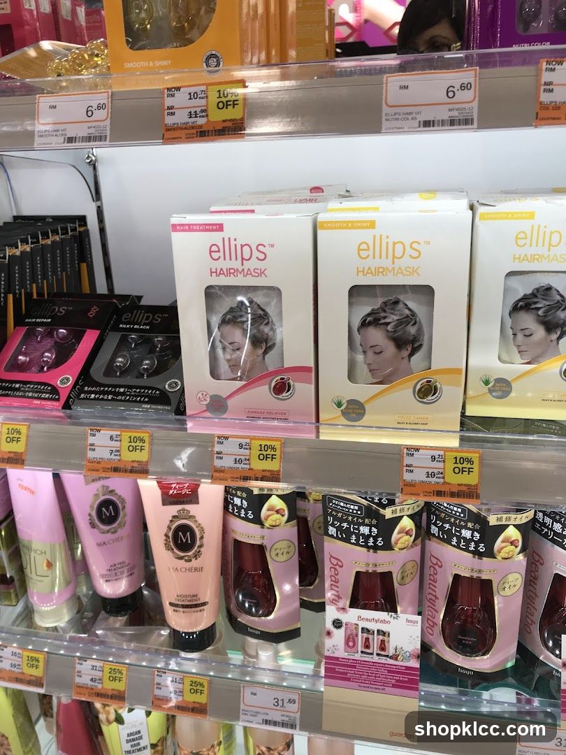Hair care products on display