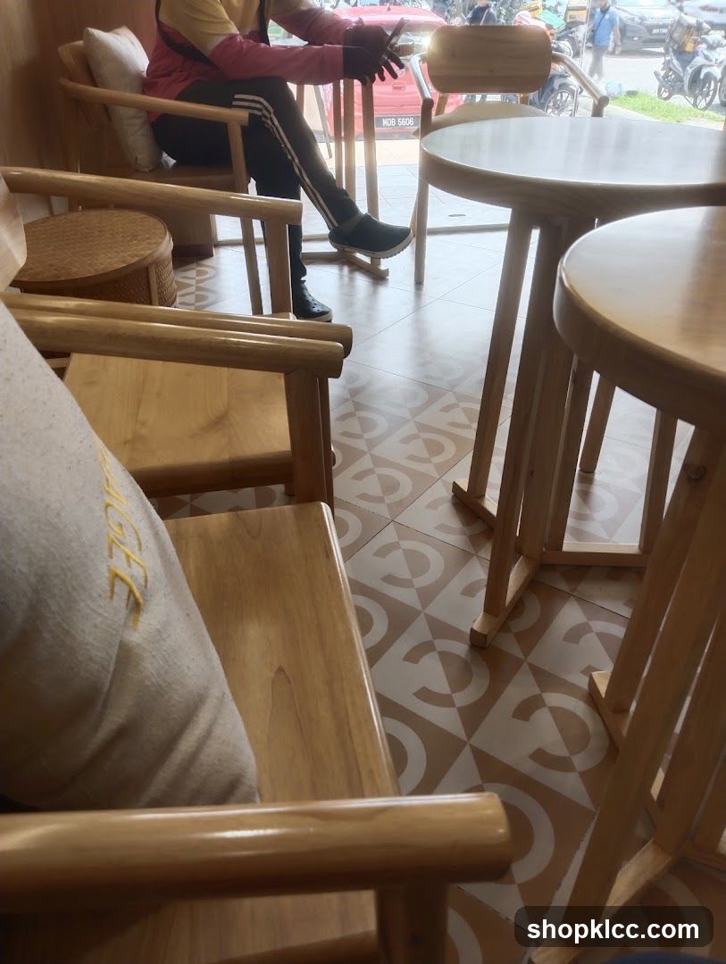 Cafe Interior with Wooden Furniture