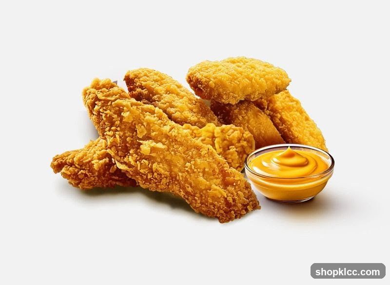 Fried Chicken Strips with Cheese Dip