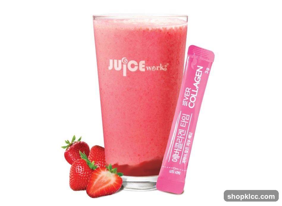 Strawberry Smoothie with Collagen Supplement