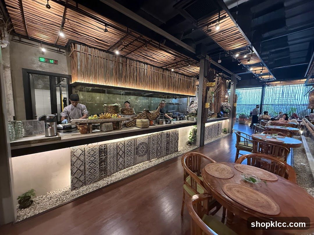 Restaurant Interior with Open Kitchen