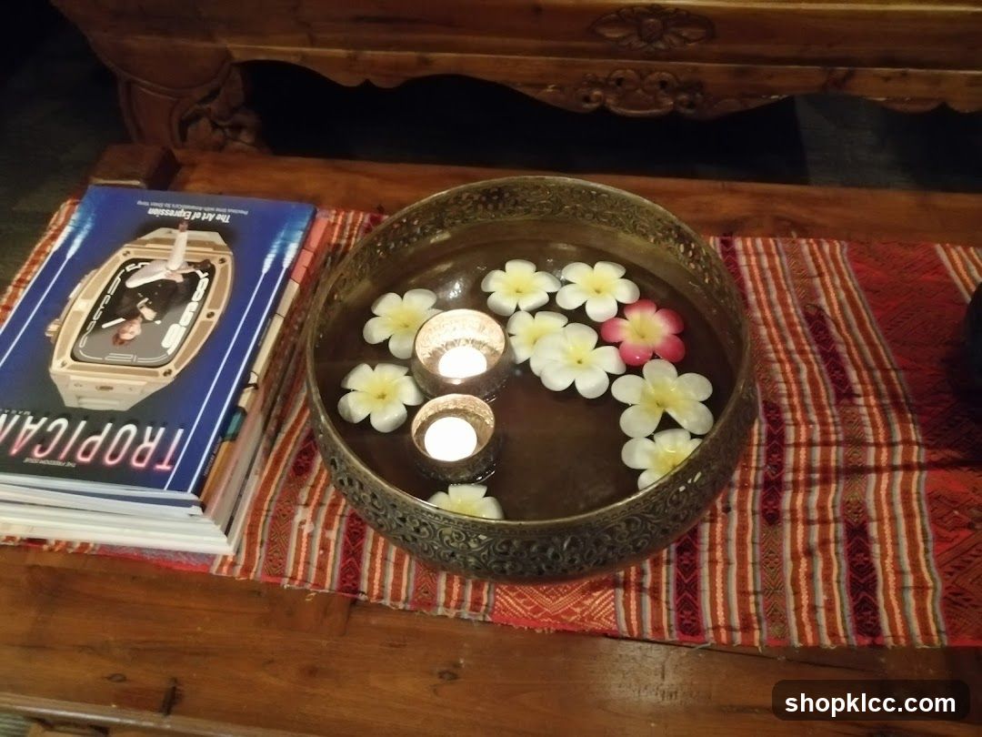Decorative Bowl with Flowers and Candles