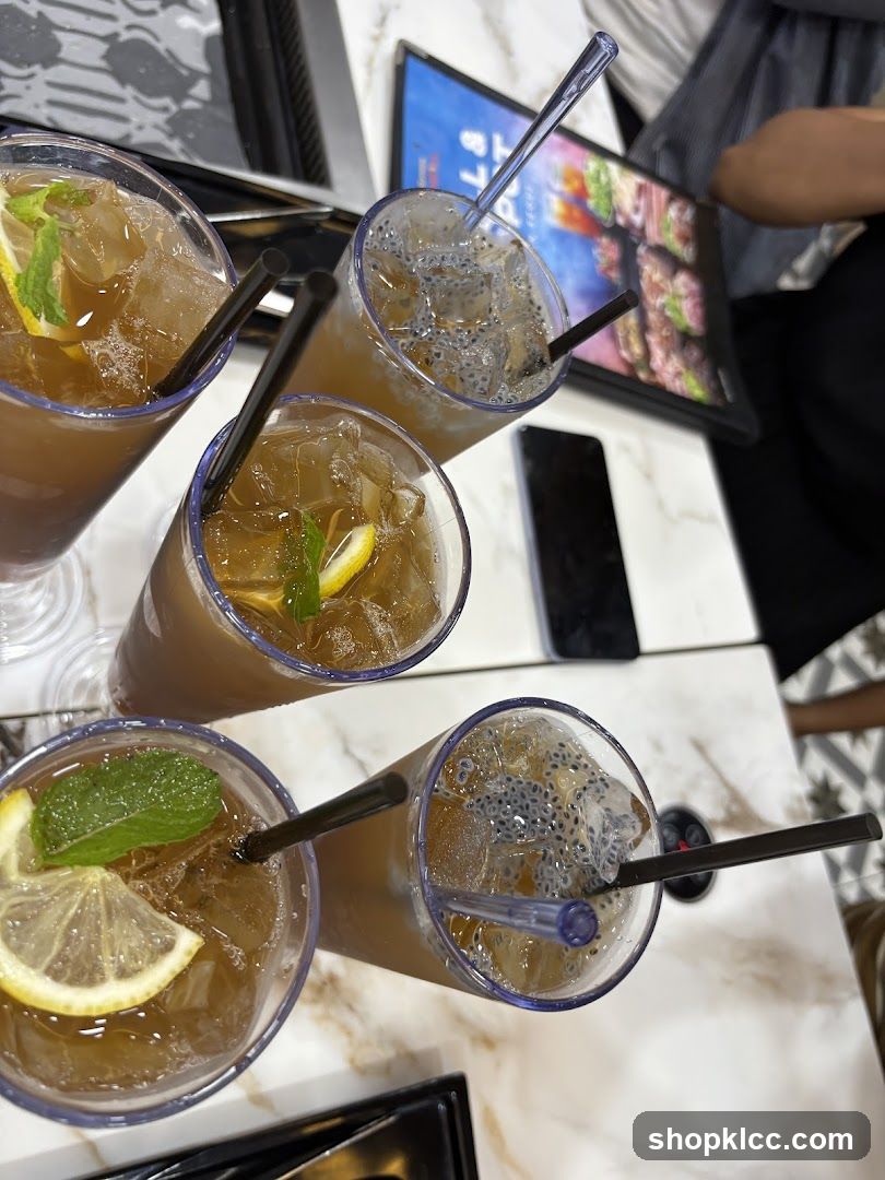 Iced Drinks with Lemon and Mint
