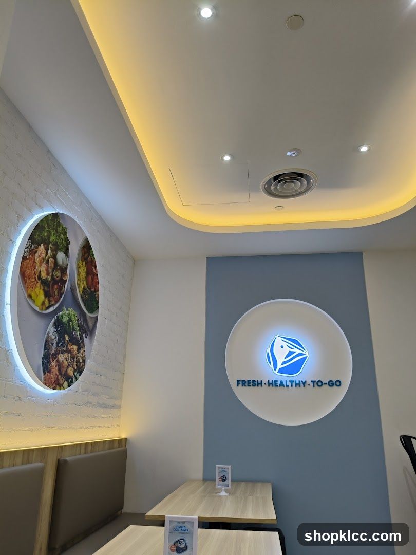 Restaurant Interior with Logo and Food Display
