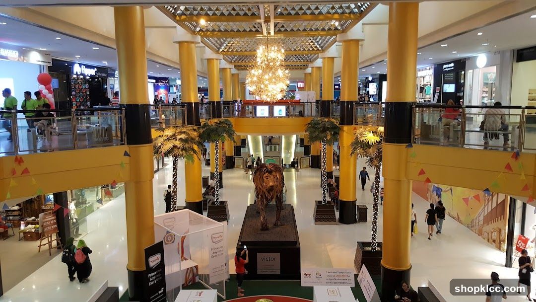 Shopping Mall Interior with Lion Statue