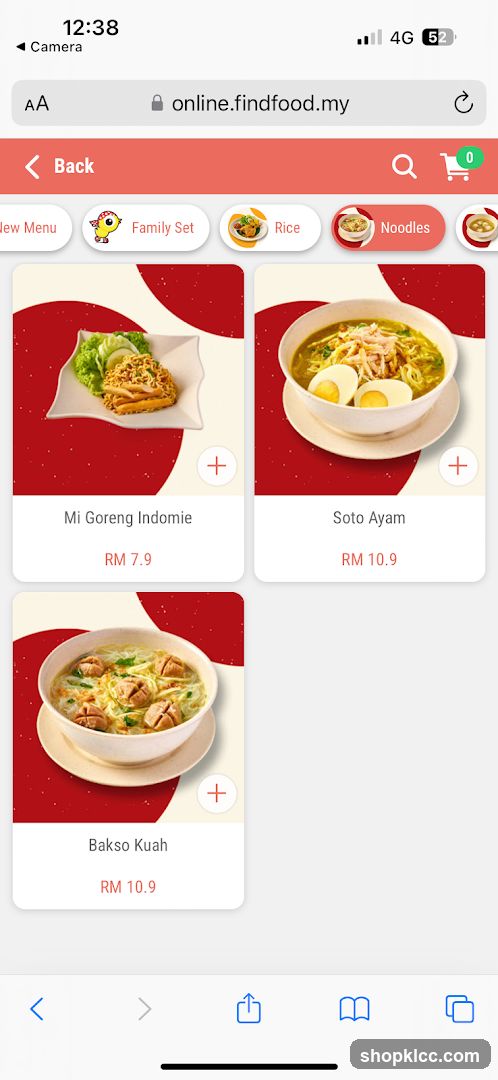 Noodles Menu