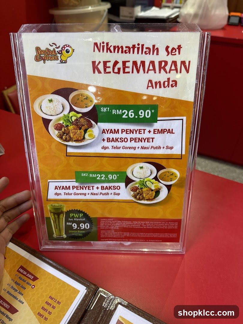 Penyet Express Menu