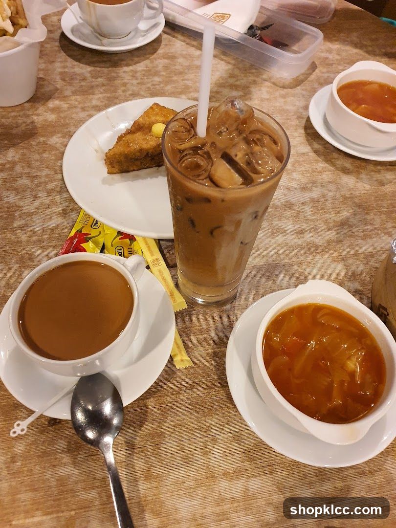 Table with food and drinks