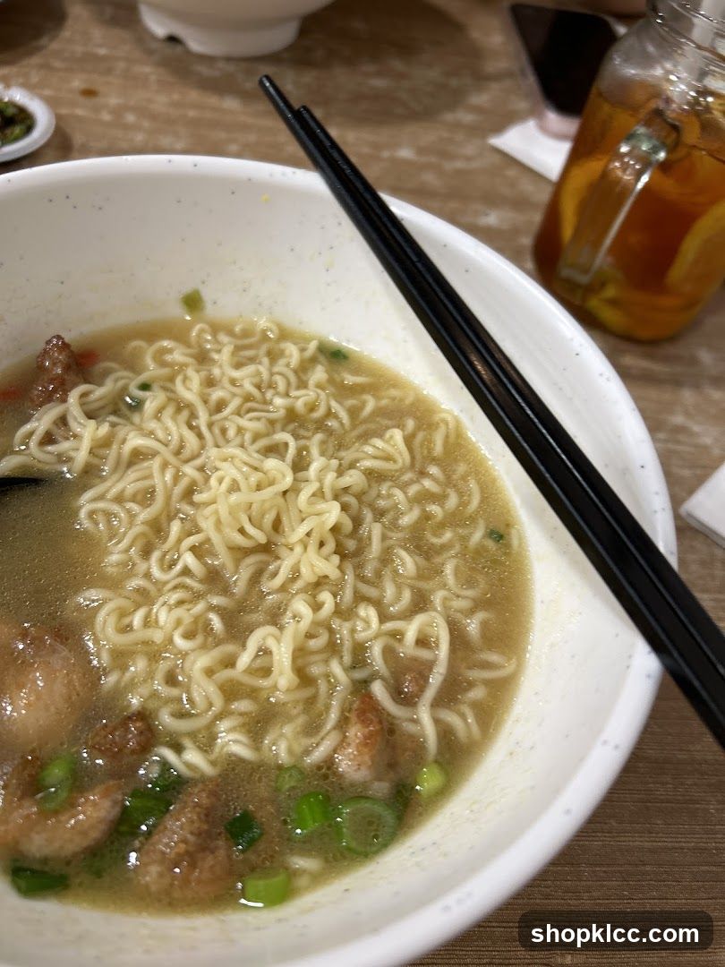 Noodle Soup with Meat and Green Onions