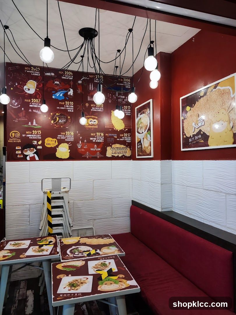 Restaurant Interior with Timeline and Food Displays