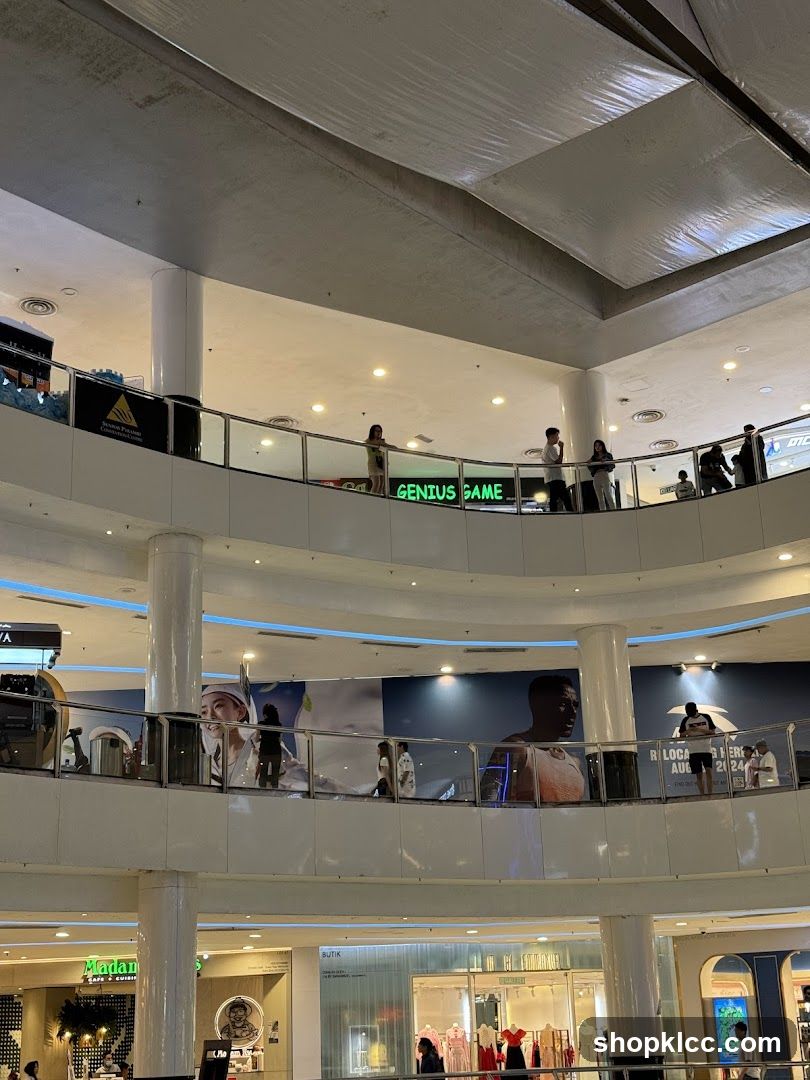 Mall Interior with People and Advertisements