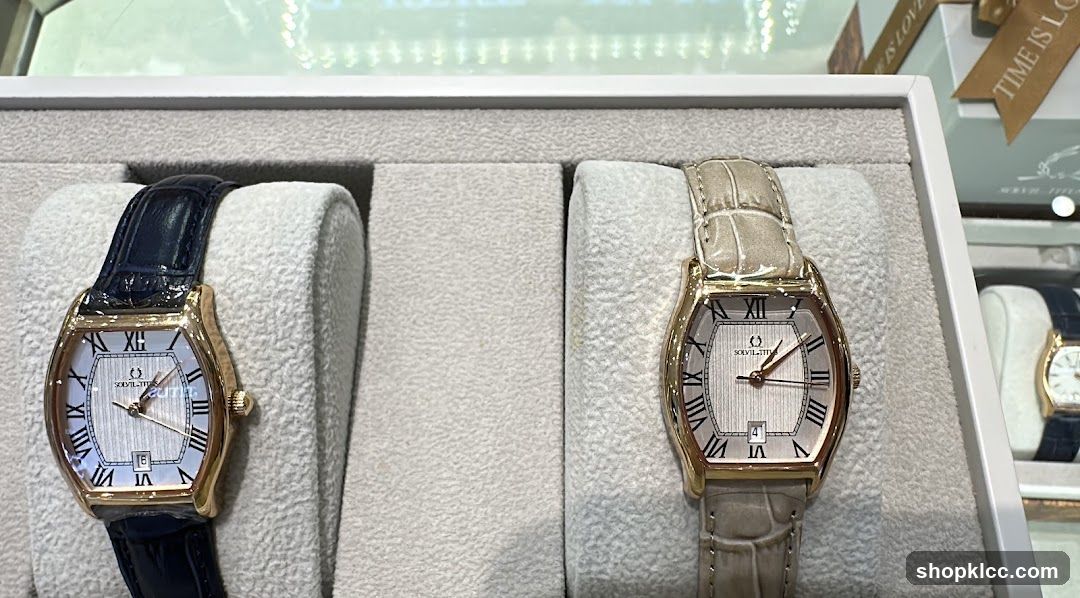 Two watches on display