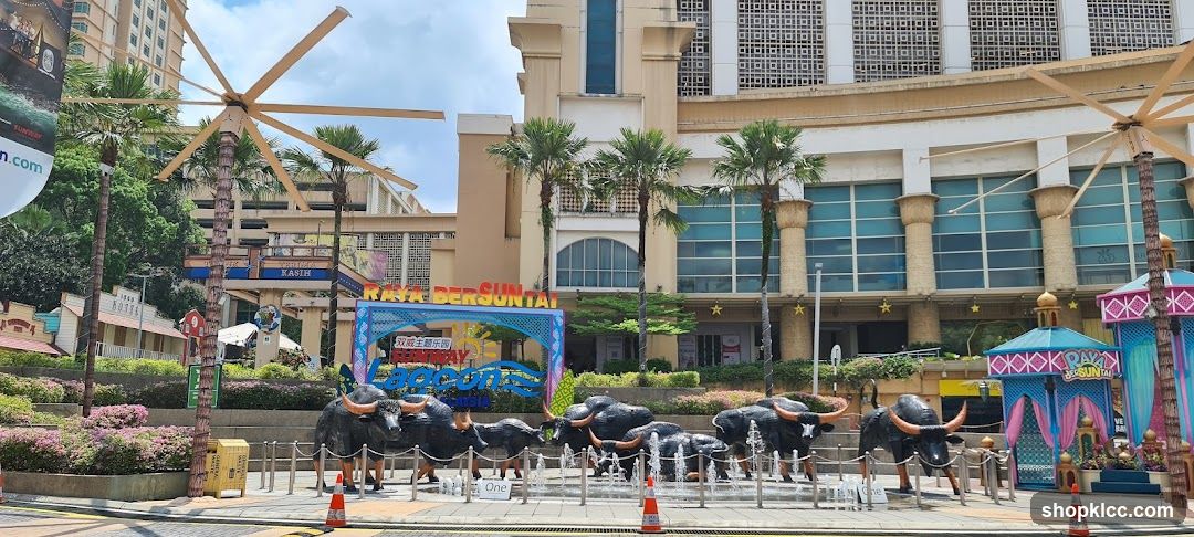 Outdoor Festive Display with Buffalo Sculptures