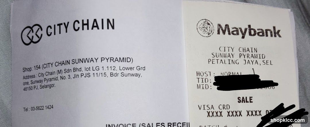 City Chain Receipt