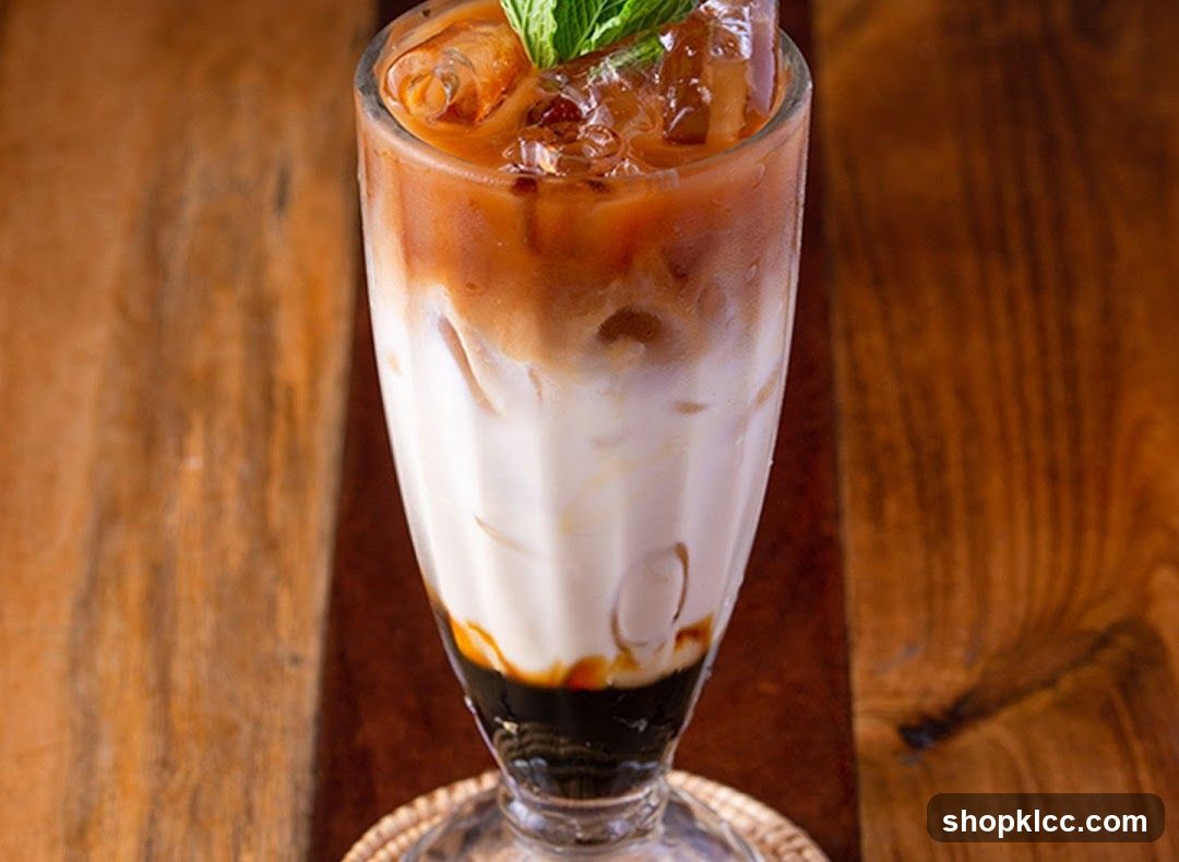Iced Coffee with Cream and Mint