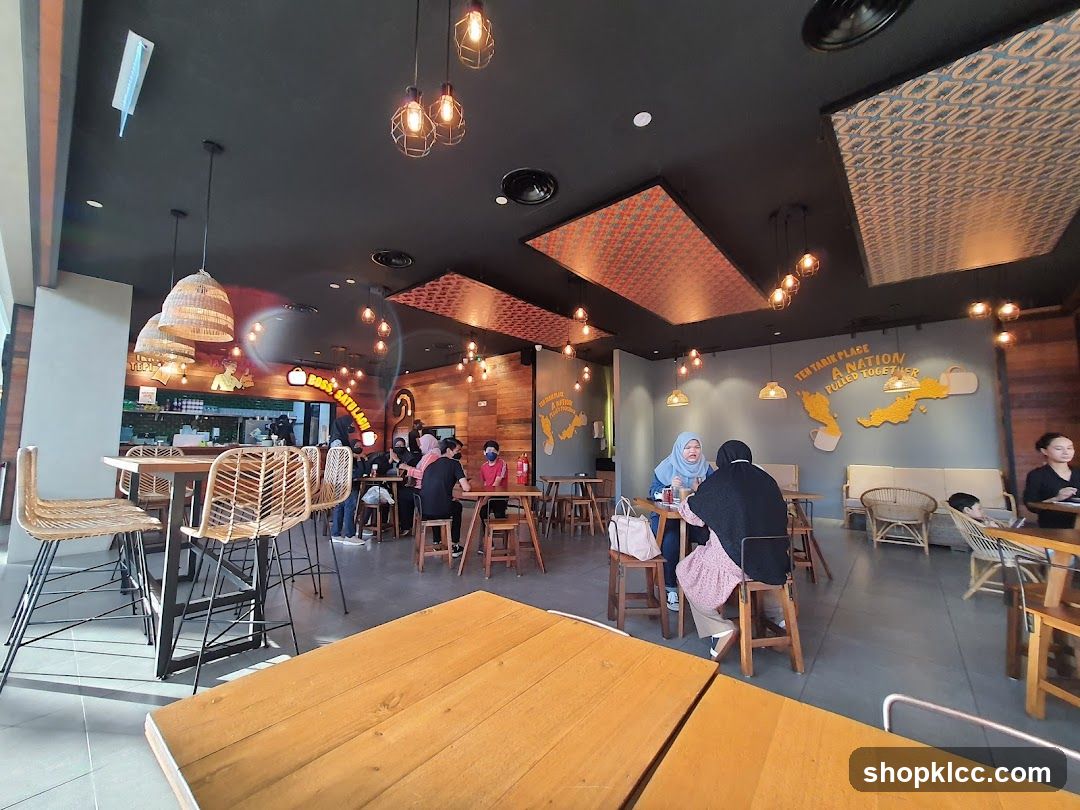Interior of a cafe with customers