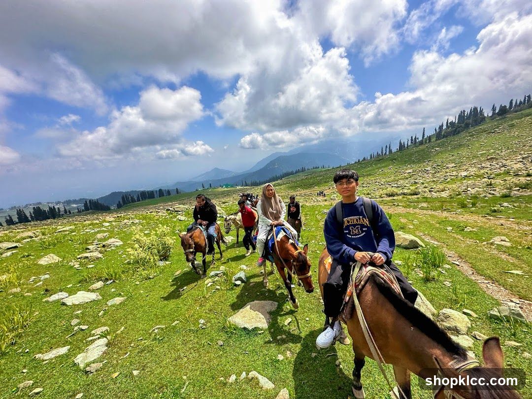 People Riding Horses in a Scenic Mountain Landscape