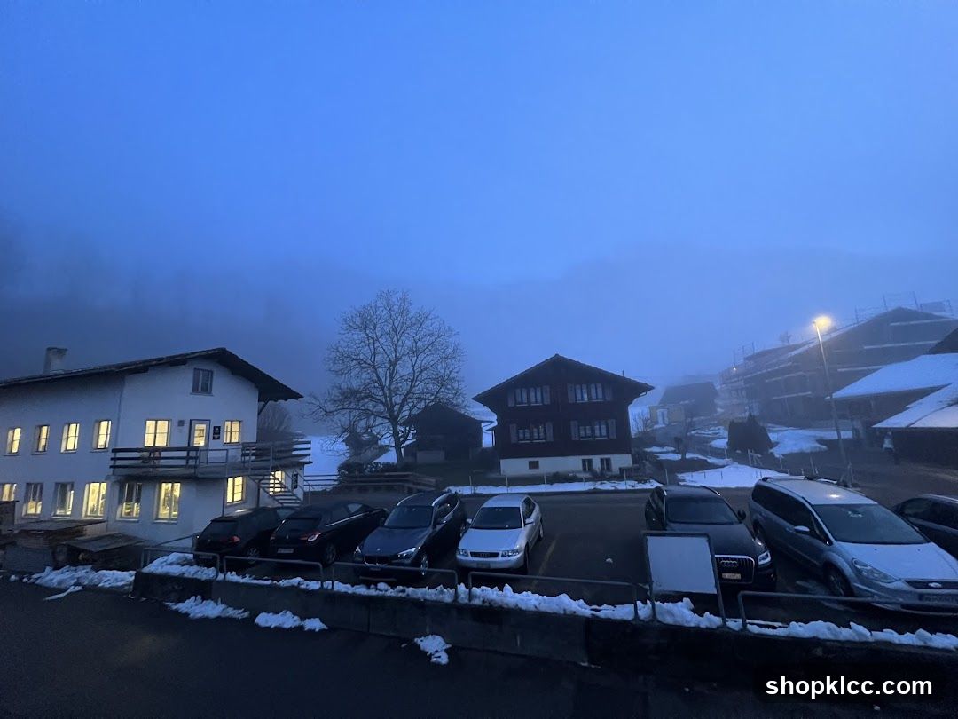 Misty Mountain Village at Dusk