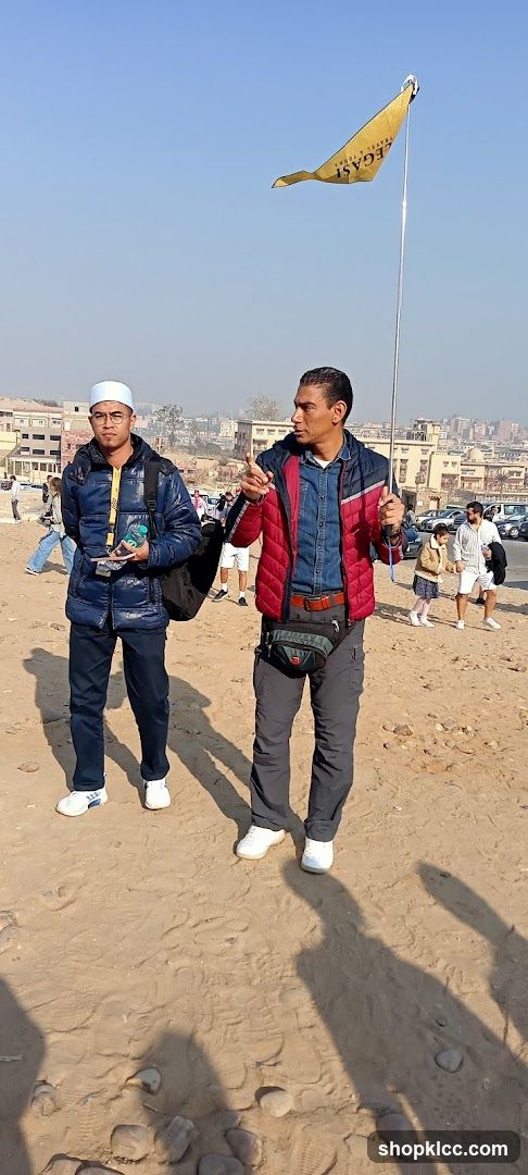Tourists with a flag