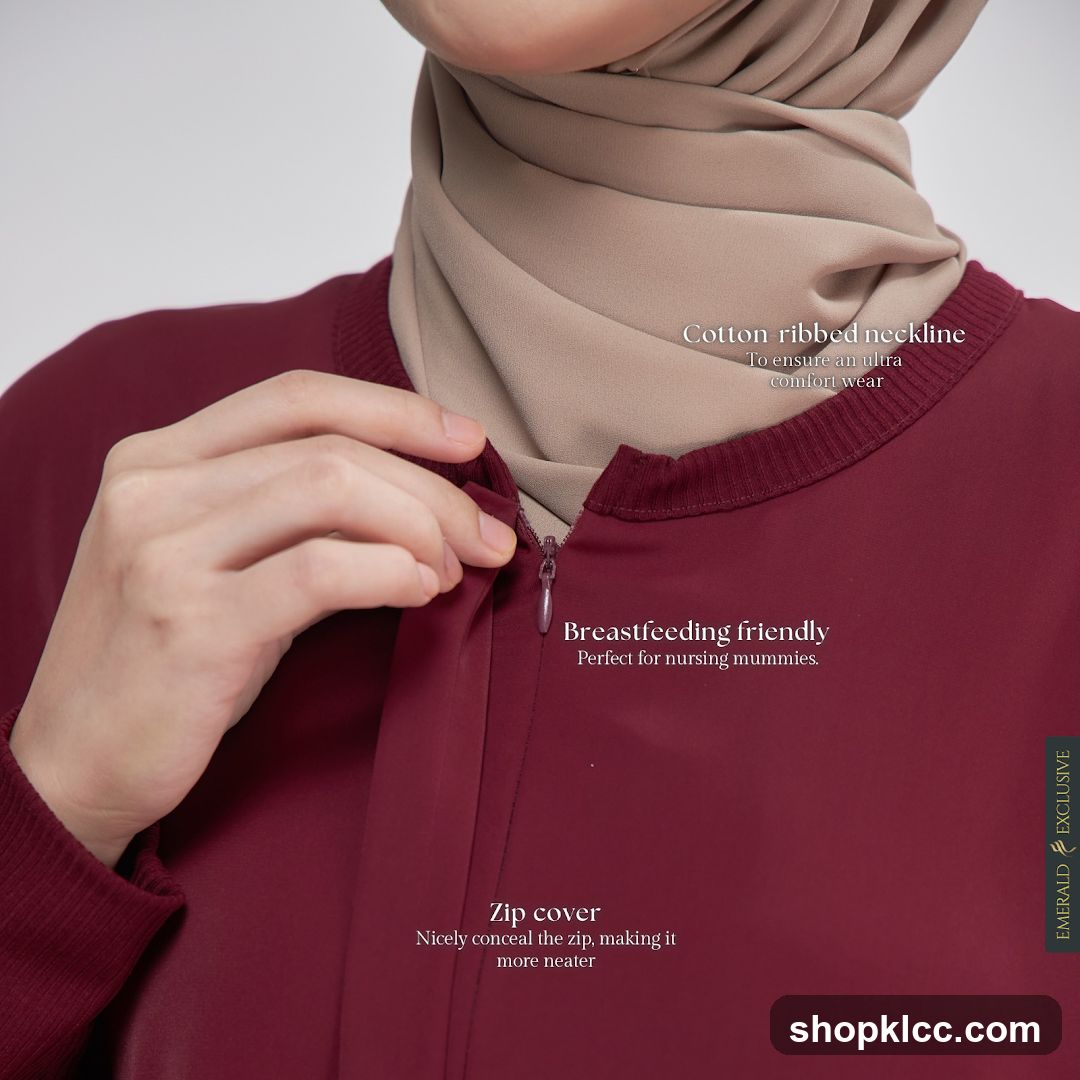 Maroon Abaya with Breastfeeding Friendly Features
