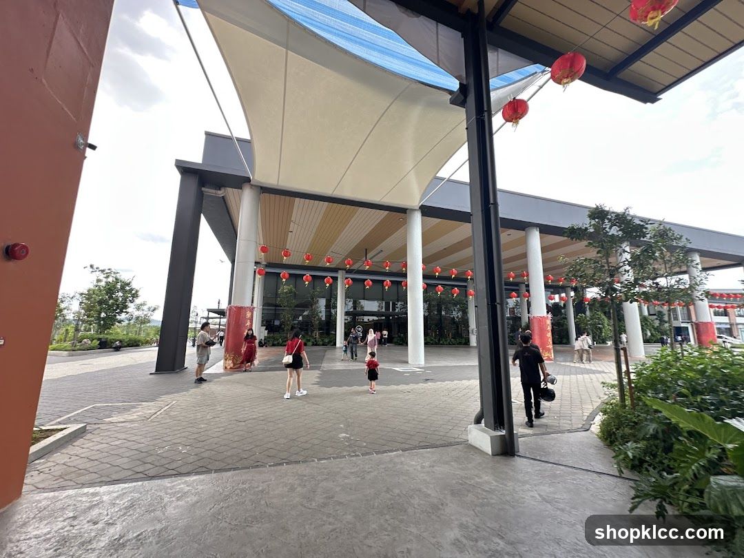 Outdoor walkway with red lanterns