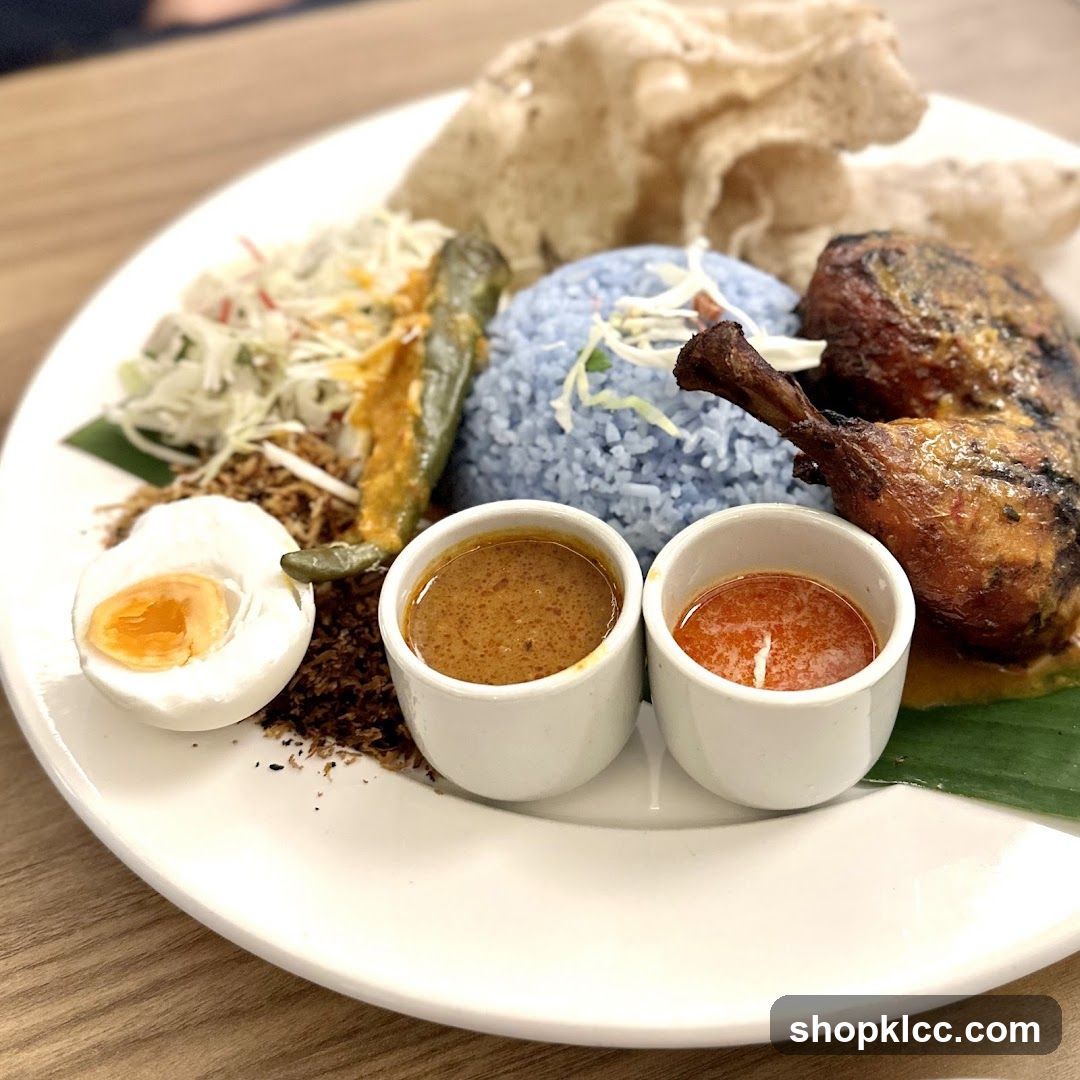 Nasi Kerabu with Fried Chicken