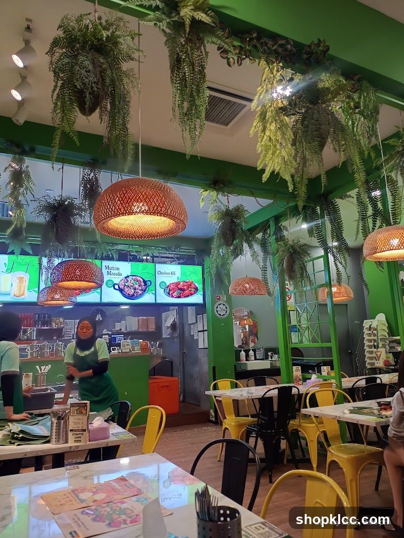Restaurant Interior with Hanging Plants