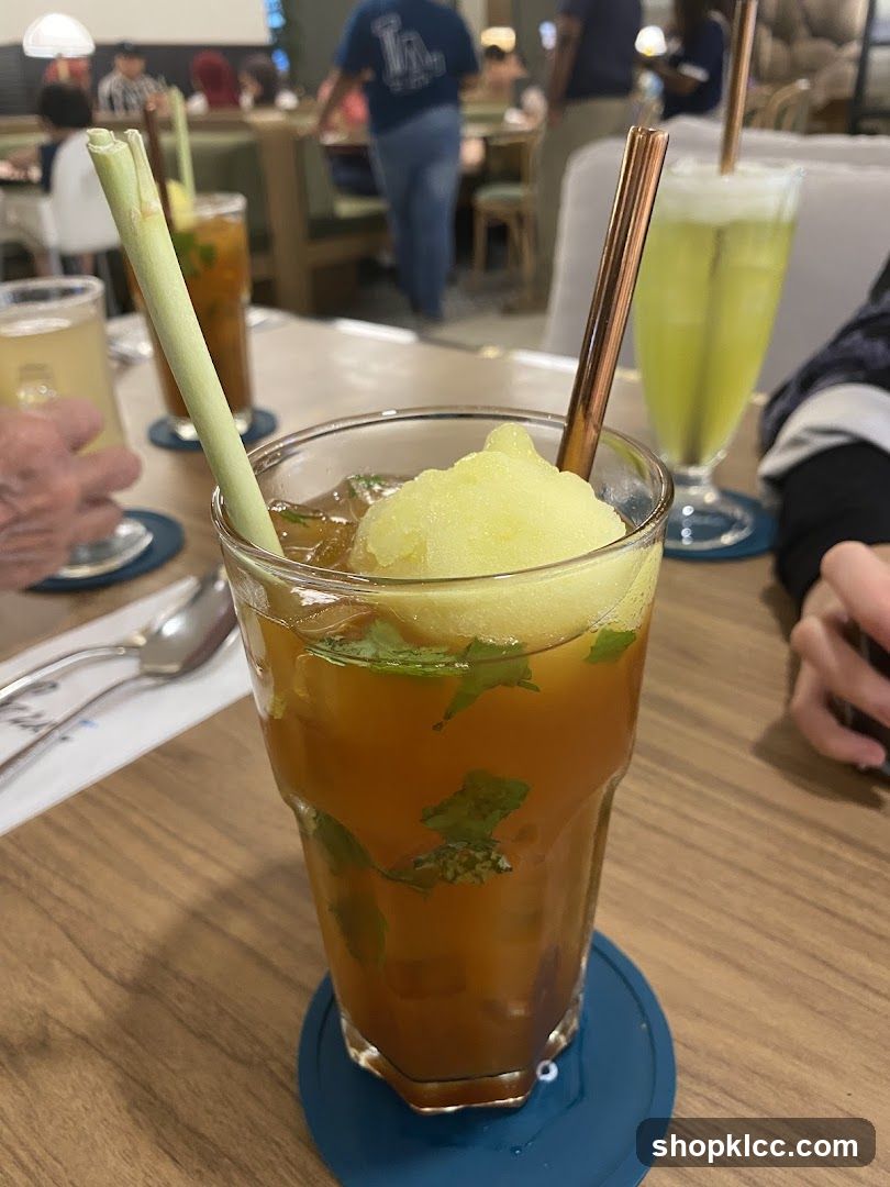 Iced Tea with Mint and Sorbet