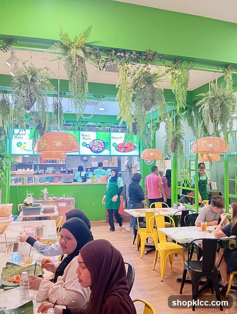 Restaurant Interior with Green Decor