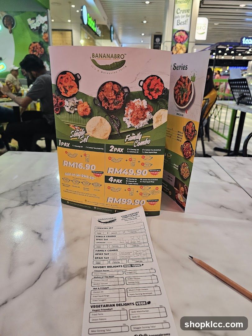 Bananabro Menu