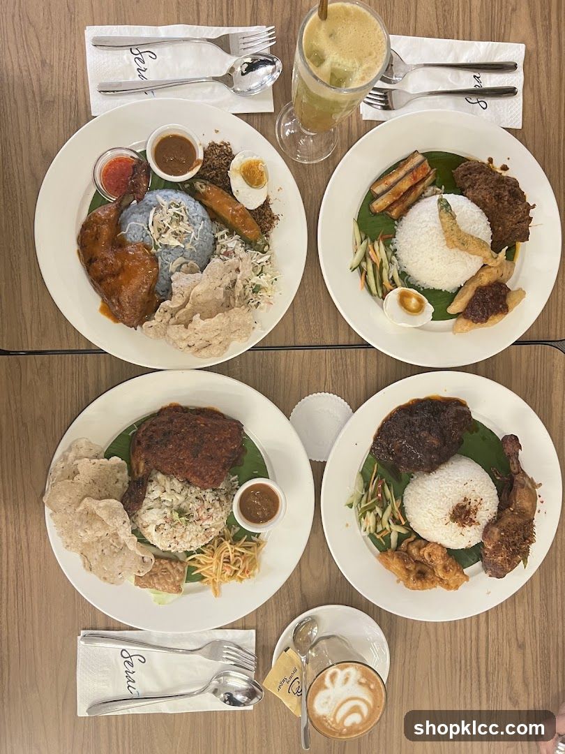 Four Plates of Nasi Lemak and Drinks