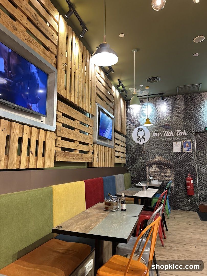 Restaurant Interior with Colorful Seating