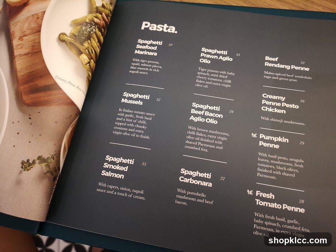 Pasta Menu
