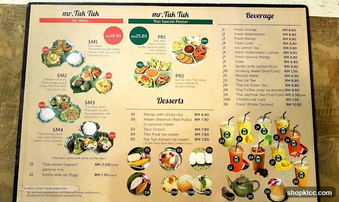 mr. Tuk Tuk Set Menu