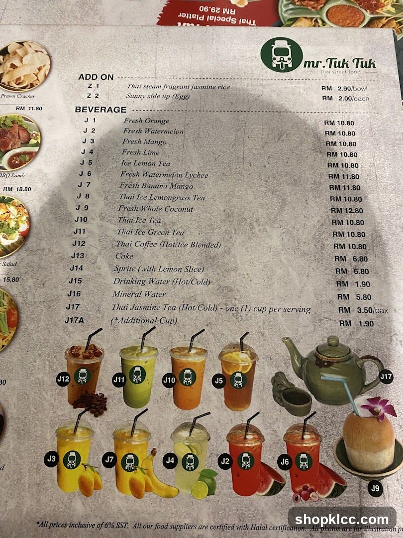mr. Tuk Tuk Thai Street Food Menu