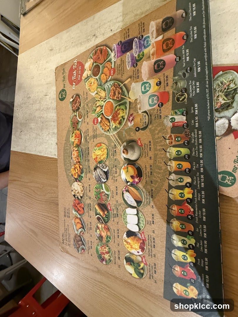 mr. Tuk Tuk Menu