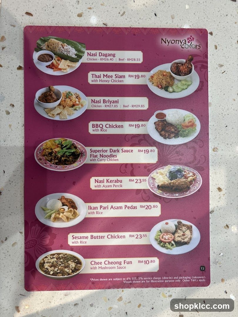 Nyonya Colors Menu
