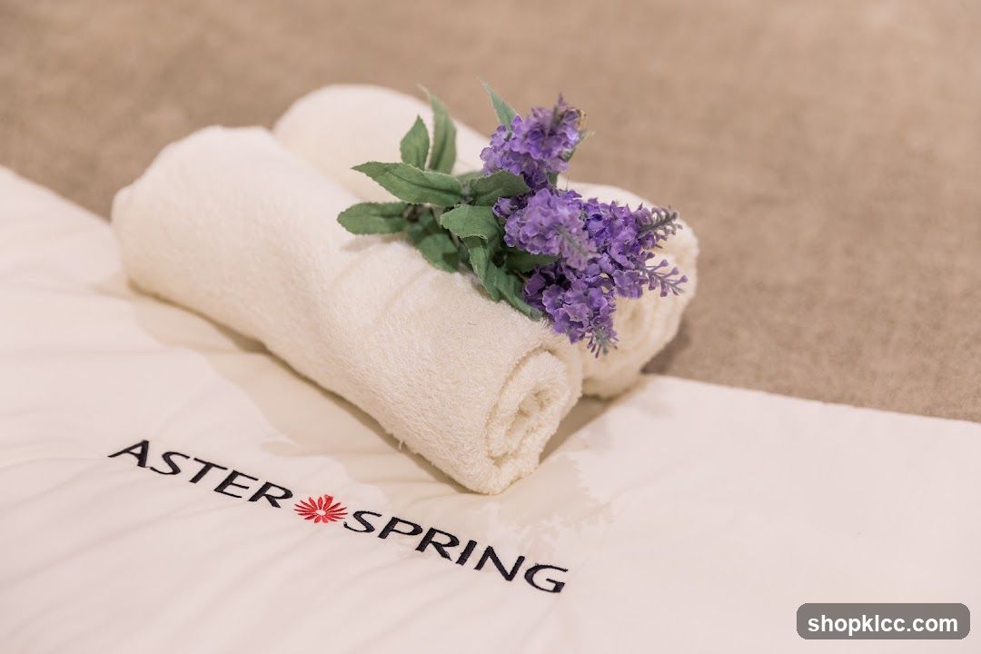 Rolled towels with lavender and logo