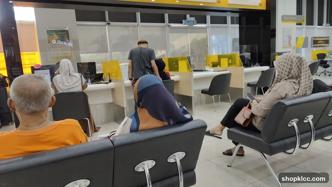 Bank Interior with Waiting Customers