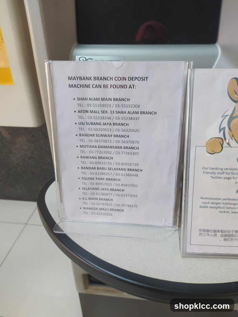 Maybank Branch Coin Deposit Machine Locations