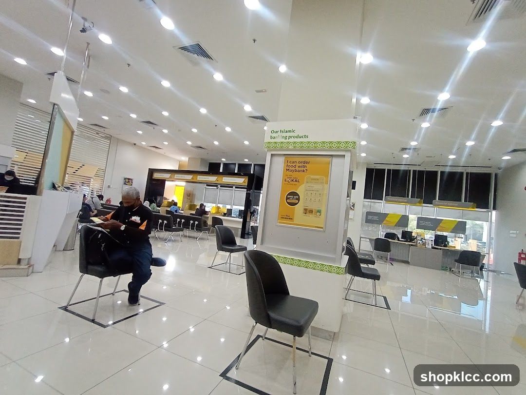 Bank interior with waiting area