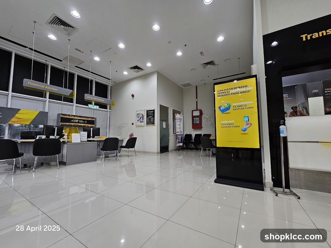 Bank Interior with Digital Display
