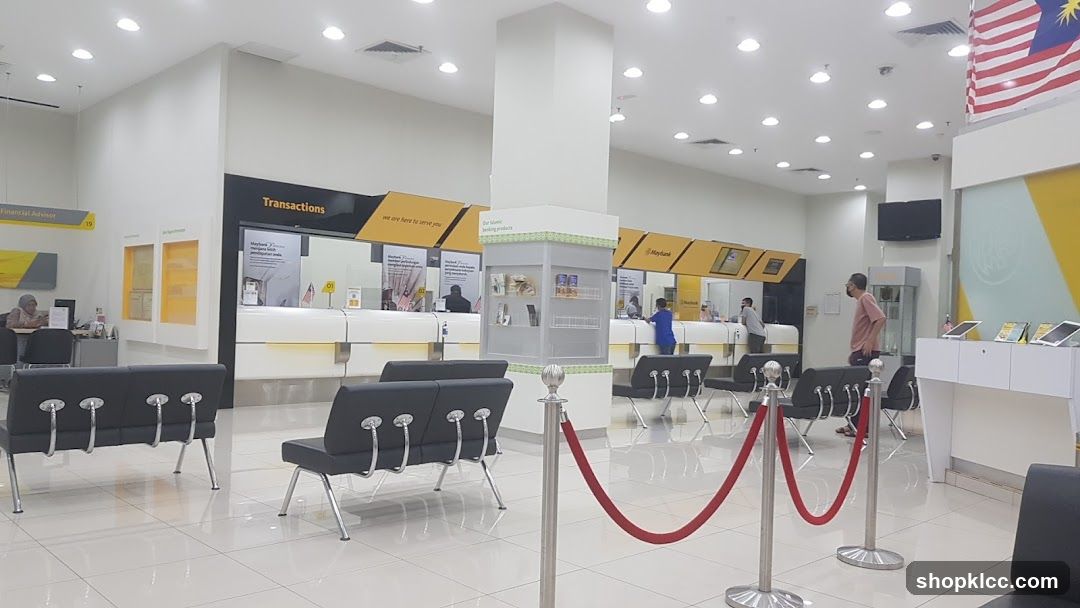 Bank Interior with Transaction Counters and Seating