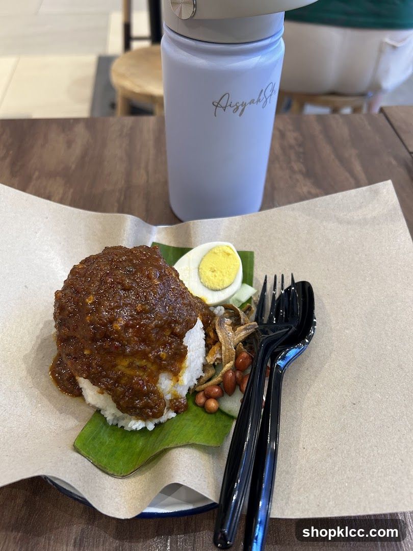 Nasi Lemak with Water Bottle